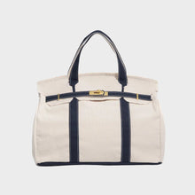 Boatkin Damen Tote Bag aus Canvas mit strukturierter Optik – Marineblau