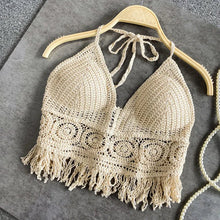 Beige Damen Bikini Top gewebt ohne Bügel – verstellbare Passform Sommerlook – Beige