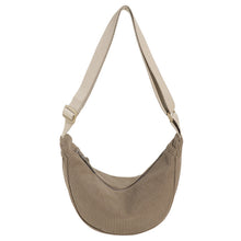 Damen-Umhängetasche in Halbmondform mit geriffelter Struktur – Violette – Beige