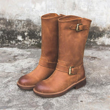 Ophelia | Schnalle Blockabsatz Stiefel – Braun