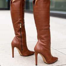 Valentina | Elegante Damen Stiefel aus Wildleder mit High Heel – Braun Leder
