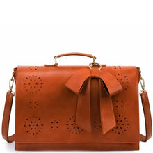 Elegante Umhängetasche | Cut-Out-Design & Schleife | Femininer Stil – Cognac