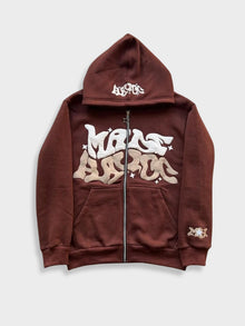 Vintage Bestickte Hoodie Mit Tasche Für Herren | Casual Streetwear für Alltag – Braun