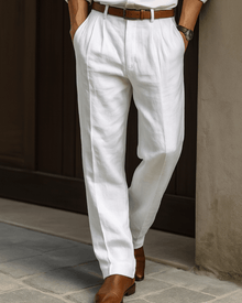 Bundfaltenhose Herren Regular Fit elegant – Weiß
