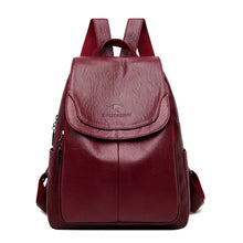 Eleganter Lederrucksack mit großzügigem Stauraum – Rot