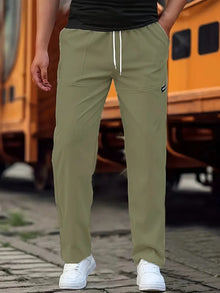 Travys – Lässige Jogging Hose Mit Tasche – Olivgrün