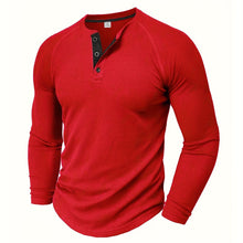 Jarik – Henley-T-Hemd Mit Struktur Und Langen Ärmeln – Rot