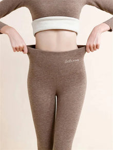 Evelyn's Fleece-gefütterte Schlankmachende Leggings – Braun