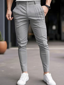 Altmann – Slim Fit Hose mit Bundfalten Und Eingrifftaschen – Grau