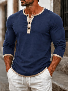 Alper – Langarm Polo Hemd – Blau