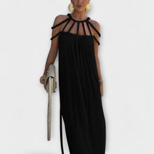 Briar - Elegantes Maxi-Kleid mit Drapierten Details – Schwarz