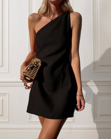 Calista - Schickes Neckholder Mini Kleid – Schwarz