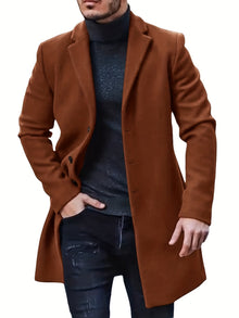 Warmer Knopf-Runter Mittellanger Trenchcoat Für Herren | Perfekt für den Alltagsgebrauch – Rost