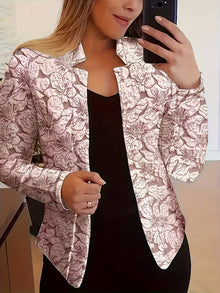 Tifany – Langärmeliger Blazer mit Blumenmuster – Rosa