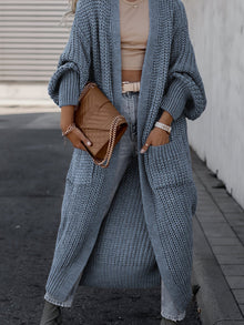 Lässiger Strickcardigan mit Taschen aus Wolle für Damen | Perfekt für Alltag – Blau