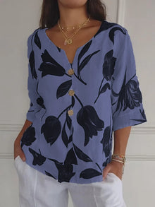 Sanne™ | Bluse mit Blumen oder floral bedruckt – Blau