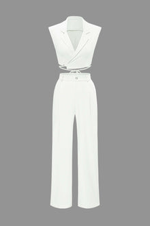 Mira | Elegantes Zweiteiler-Set mit Cropped-Top – Weiß