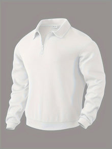 Rafael | Vintage-Zip-Pullover mit geometrischem Design – Weiß