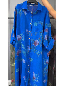 Jovie - Premium-Hemdblusenkleid aus Leinen – Blau