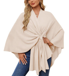 Liriane | Eleganter asymmetrischer Poncho – Beige