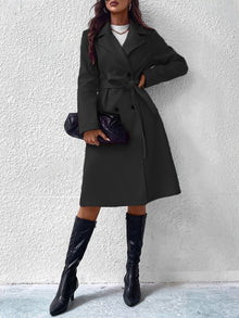Stilvoller Trenchcoat mit Farbblock, Knopfdetail und maschinenwaschbarem Design für Damen | Perfekt für Casual Days – Schwarz