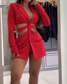 Blazer-Kleid mit Cut-Outs | Figurbetonter Schnitt | Sexy Statement-Look – Rot