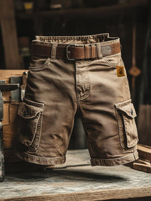Herren Retro Outdoor Ripstop Mehrzweck Cargo Shorts – Braun