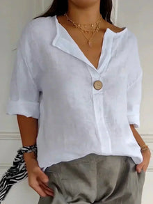 Jessa™ | Lässige V-Ausschnitt-Bluse – White (Almost sold out)
