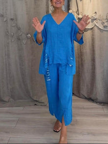 Ebony - Zweiteiliges Sommer Outfit Setzen – Blau