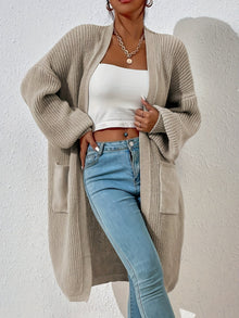 Lässiger Drop-Shoulder Strickcardigan mit Taschen für Damen | Perfekt für Casual Days – Khaki