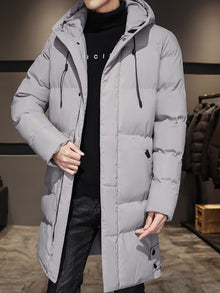 Elegante Schwarze Baumwoll-Winterjacke Für Herren | Ideal für Winter – Grau