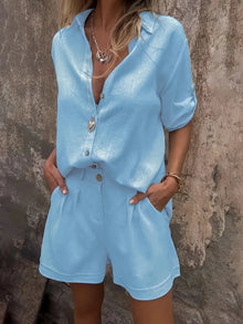 Arampatzi – Stilvolles Zweiteiliges Sommer Set – Blau