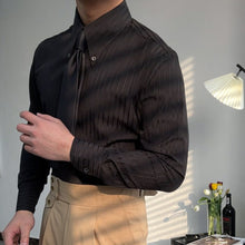 Langärmliges Hemd mit Streifenmuster – Matteo – Schwarz