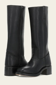 Damen Lederstiefel – Klassische Kniehohe Stiefel mit Blockabsatz aus Echtleder – Schwarz