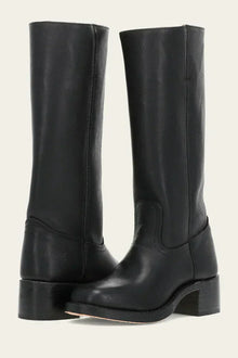 Klassischer Damen-Lederstiefel mit Blockabsatz | Handgefertigt – Schwarz