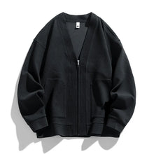 Herren-Strickjacke mit Strukturmuster, Reißverschluss und Taschen – Ciro – Schwarz