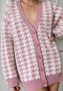 Oversize-Strickcardigan mit Muster – Elena – Rosa