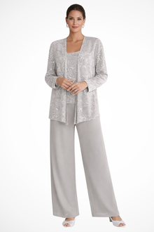 Cassiopeia | Damen Pailletten Anzug Set – Silber