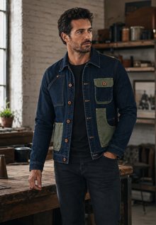 Lässige Jeansjacke mit vielen Taschen – Kilyan – Marineblau