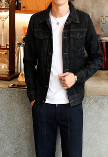 Jeansjacke im Washed-Look mit Pattentaschen – Stellan – Schwarz