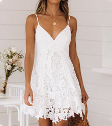 Eunice - Elegantes Sommerkleid mit Spitze Leicht Atmungsaktiv – Weiß
