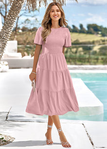 Paula® | Elegantes und schickes Kleid mit ausgestelltem Rock – Rosa