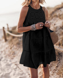 Elle - Sommerkleid mit Häkelakzent Damen – Schwarz