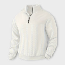 Rafael - eleganter Vintage Half-Zip Pullover – Weiß
