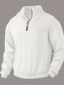 Roman | Eleganter Vintage-Pullover mit Reißverschluss – Weiß