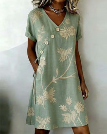 Celmira - Mini Kleid MIT Diagonalem Knopfmuster – Grün