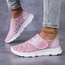 Sabyne – Sneaker Mit Blumenmuster Aus Spitze Und Klettverschluss – Rosa