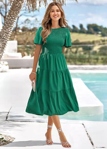 Paula® | Elegantes und schickes Kleid mit ausgestelltem Rock – Grün