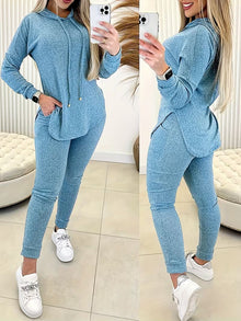 Jizena – Stilvolles Zweiteiliges Set MIT Kapuze – Blau