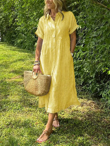 Corinne – Elegantes Damen Hemdblusenkleid – Yellow